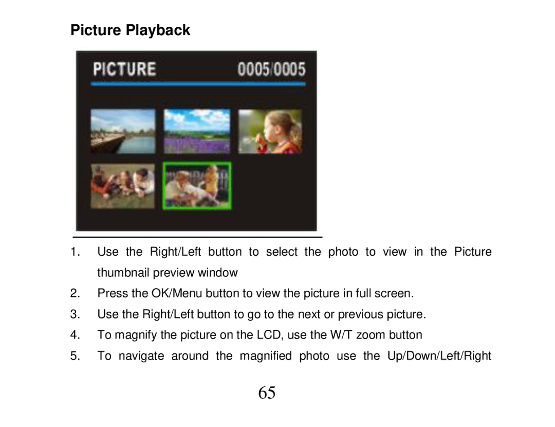 Vivitar 840XHD owner manual Picture Playback 