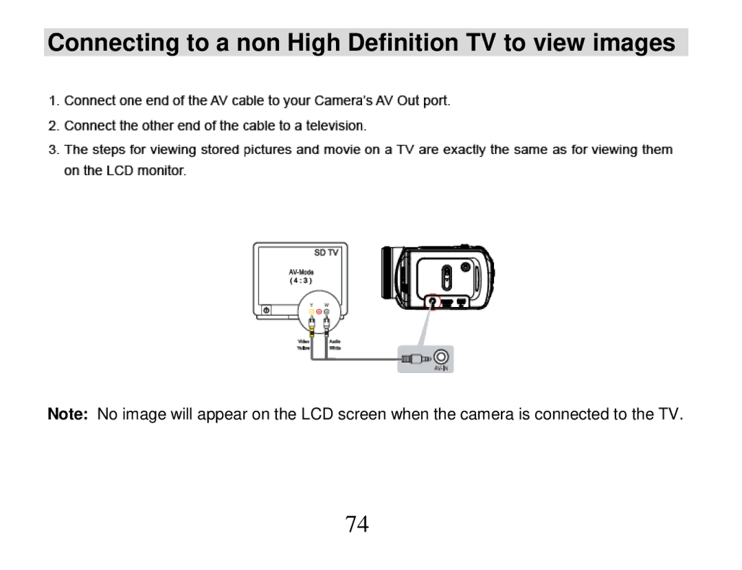 Vivitar 840XHD owner manual Connecting to a non High Definition TV to view images 