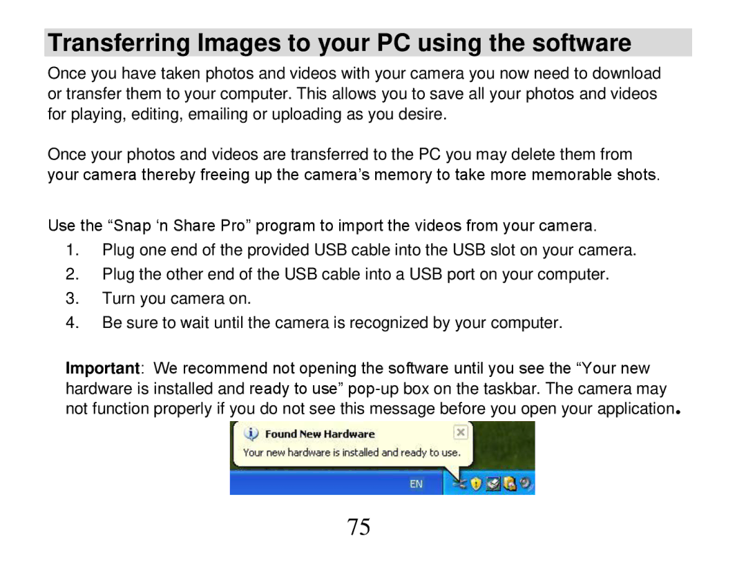 Vivitar 840XHD owner manual Transferring Images to your PC using the software 