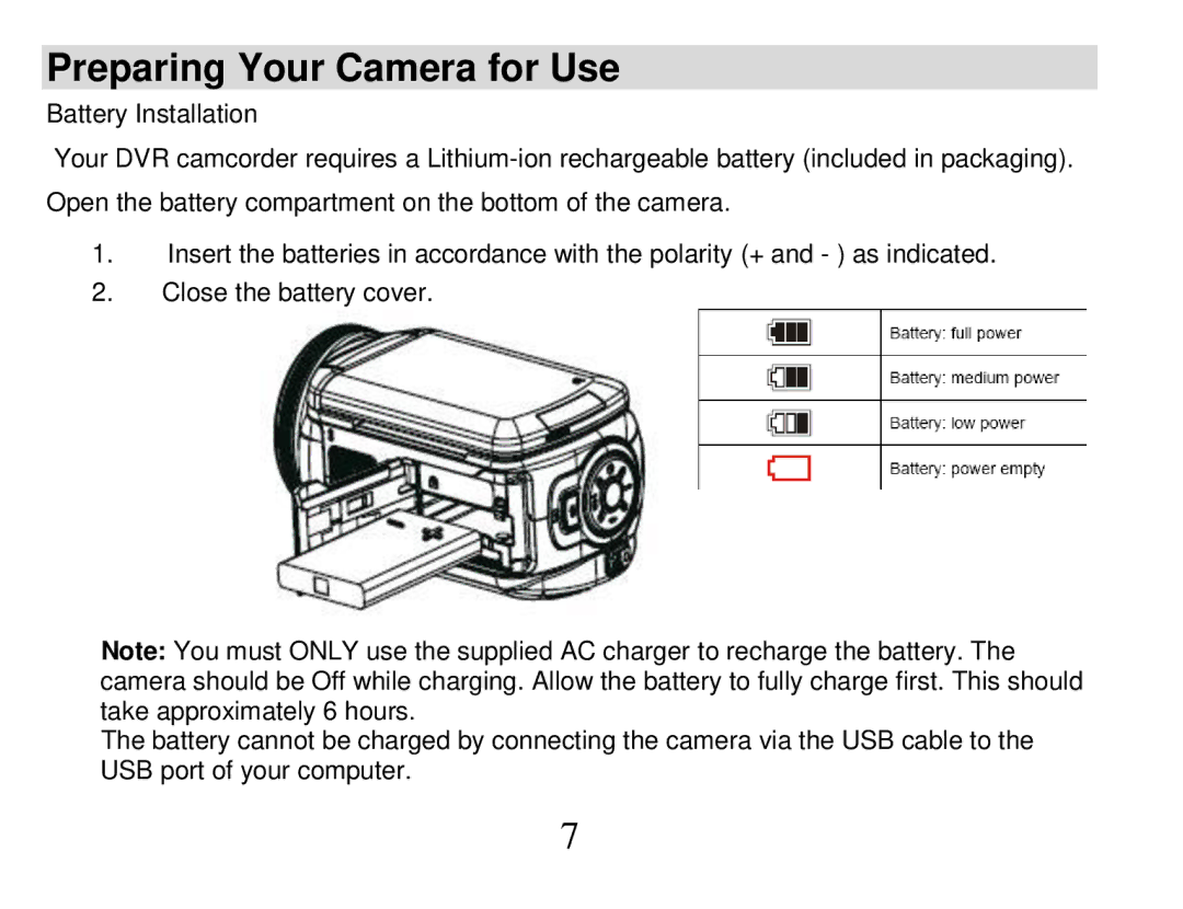 Vivitar 840XHD owner manual Preparing Your Camera for Use 