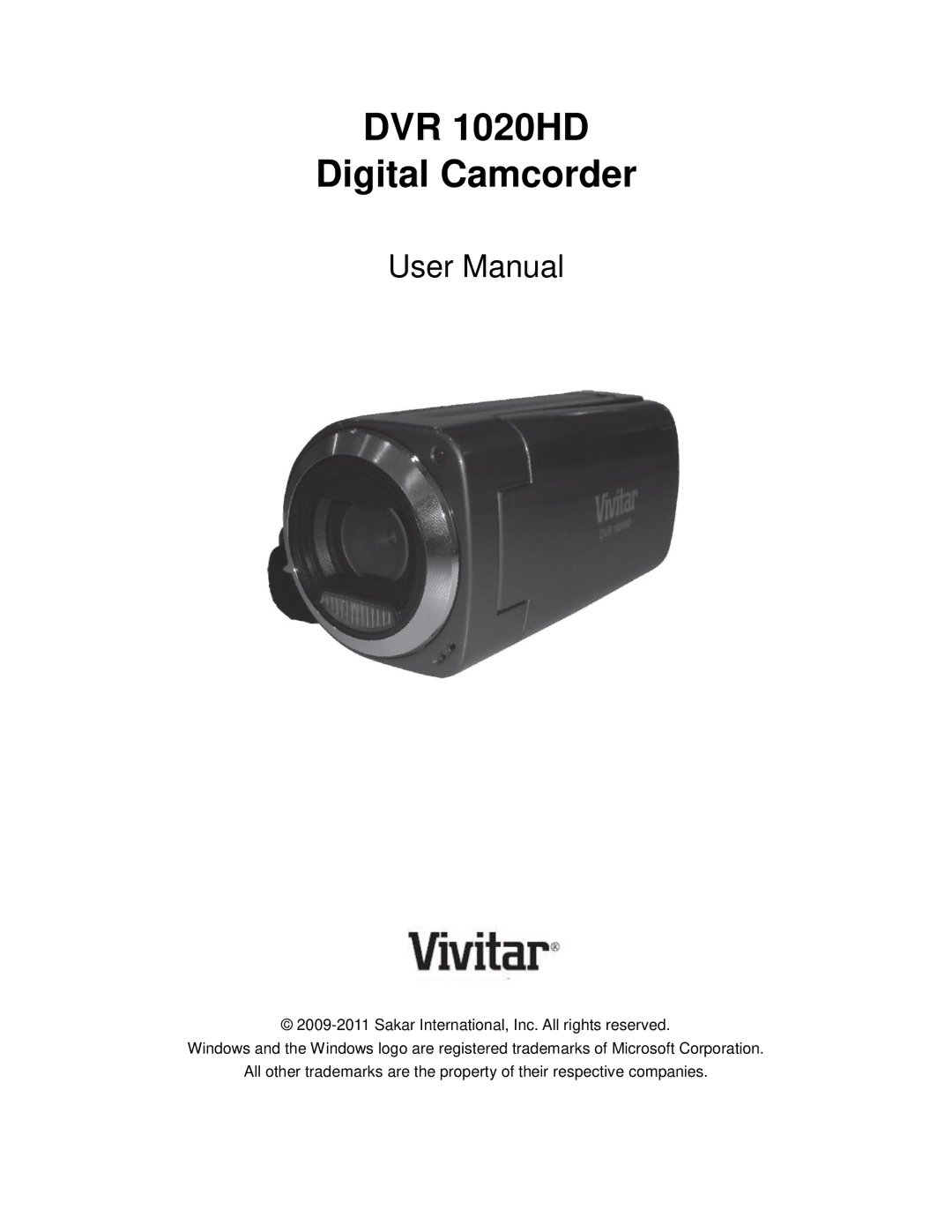 Vivitar user manual DVR 1020HD Digital Camcorder 