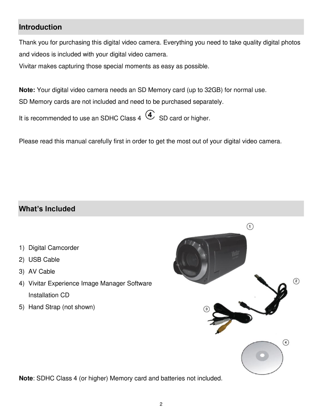 Vivitar DVR 1020HD user manual Introduction, What‟s Included 