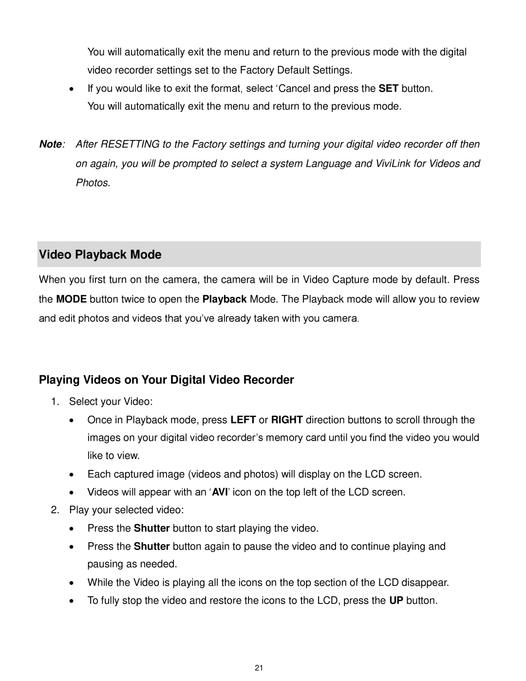 Vivitar DVR 560, DVR560-PNK user manual Video Playback Mode, Playing Videos on Your Digital Video Recorder 