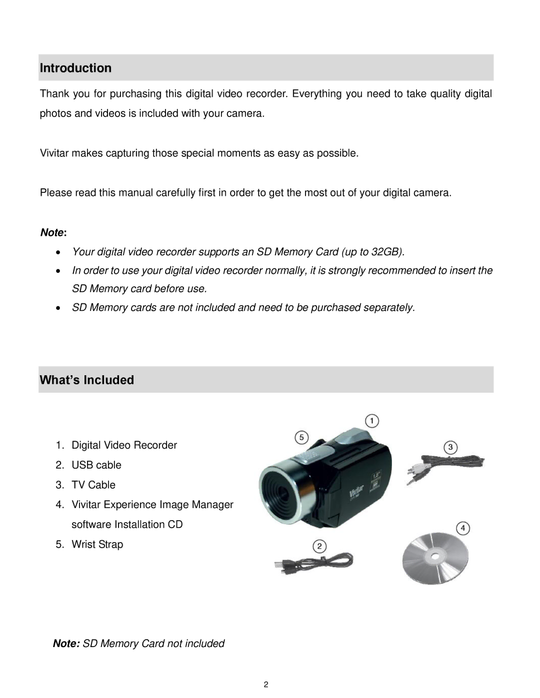 Vivitar DVR560-PNK, DVR 560 user manual Introduction, What’s Included 