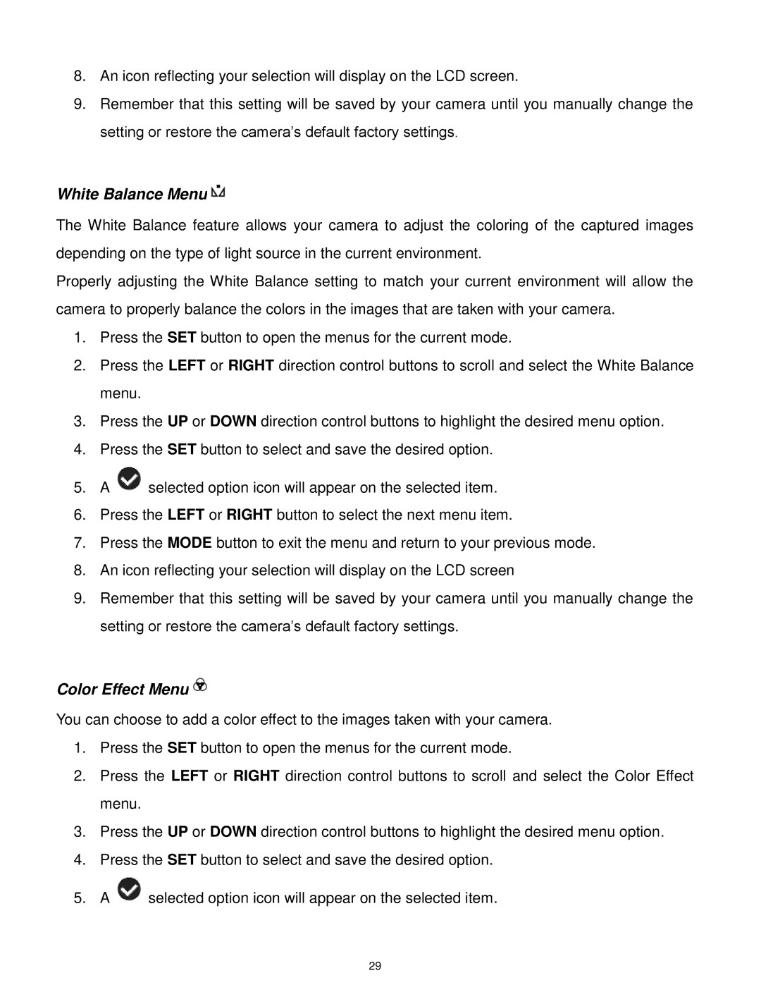 Vivitar DVR 560, DVR560-PNK user manual White Balance Menu 