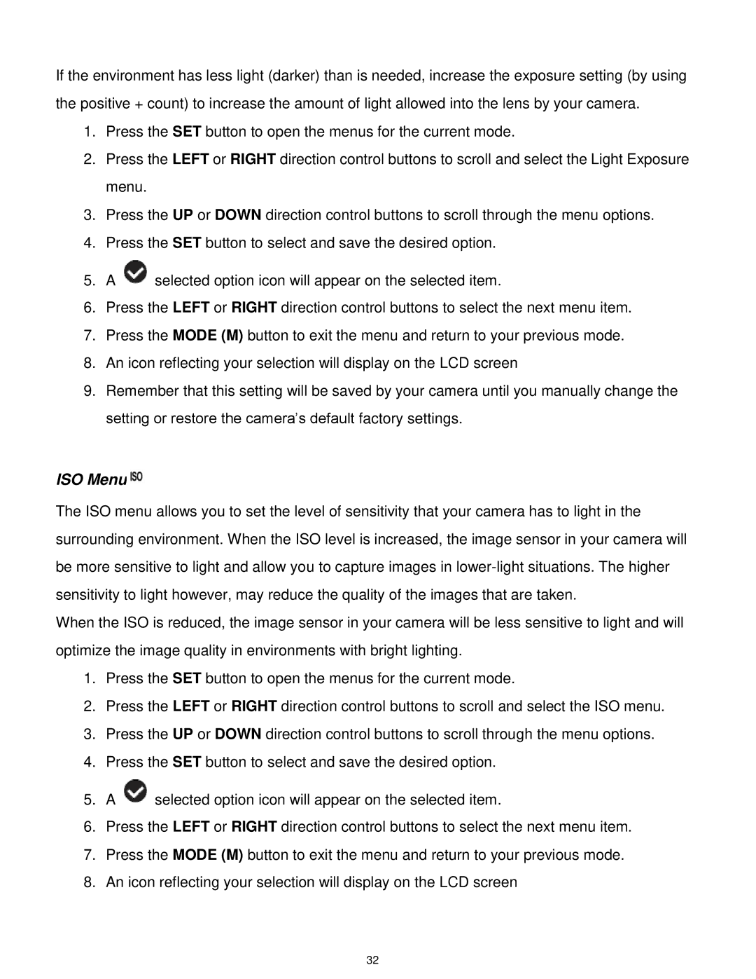 Vivitar DVR 610 user manual ISO Menu 