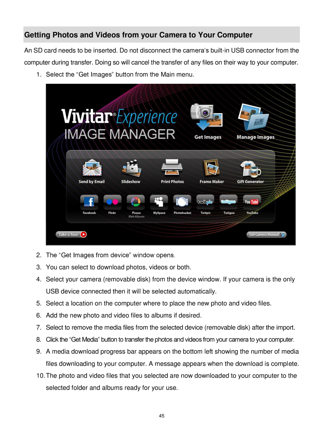 Vivitar DVR 610 user manual Getting Photos and Videos from your Camera to Your Computer 