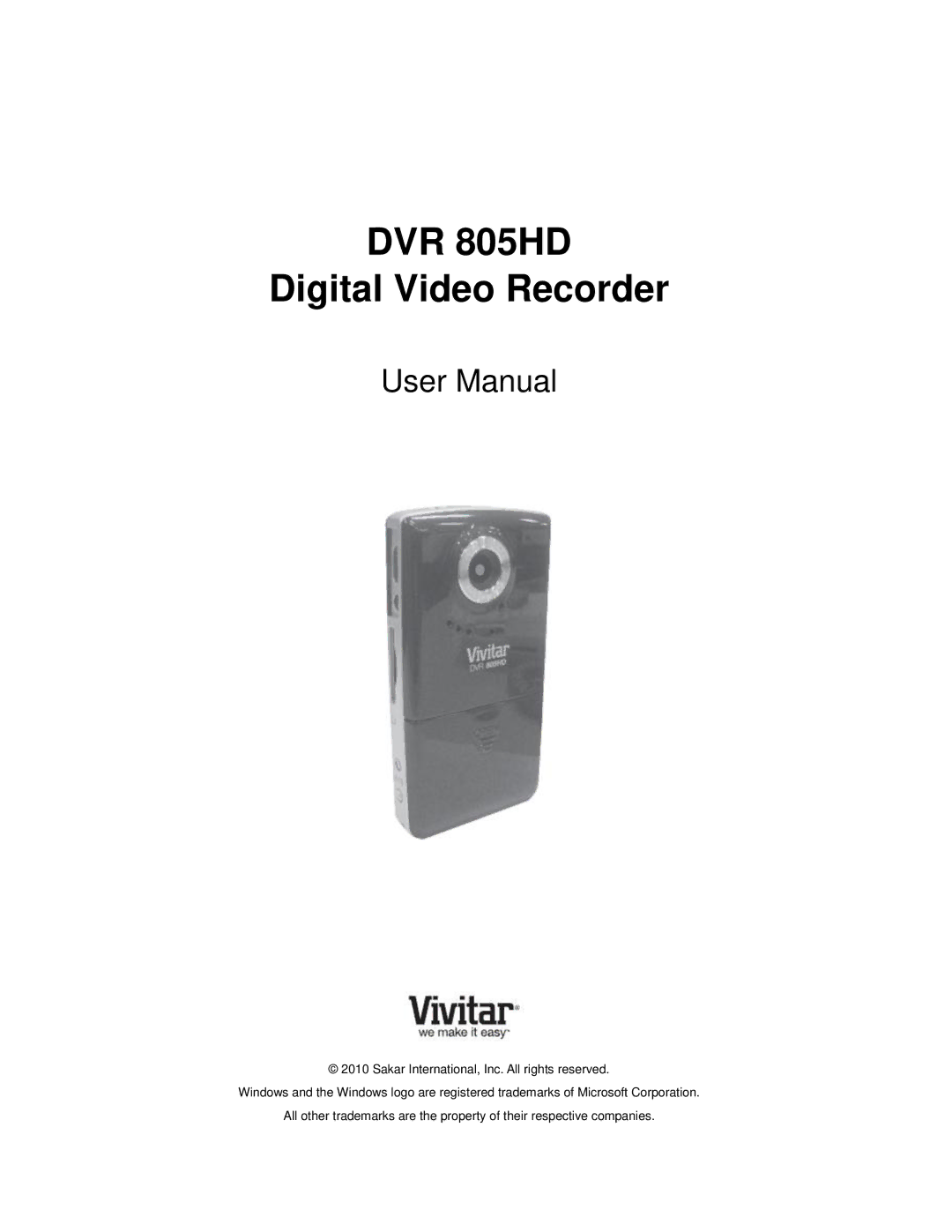 Vivitar DVR 805HD user manual 