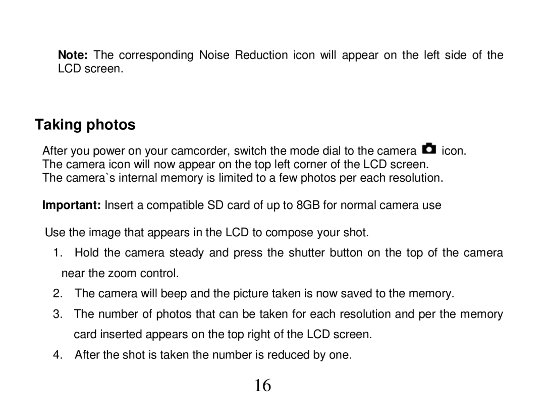 Vivitar DVR 810HD user manual Taking photos 