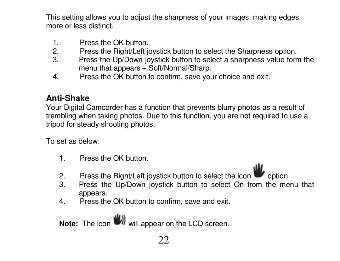 Vivitar DVR 810HD user manual Anti-Shake 