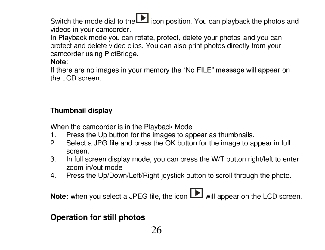 Vivitar DVR 810HD user manual Operation for still photos, Thumbnail display 