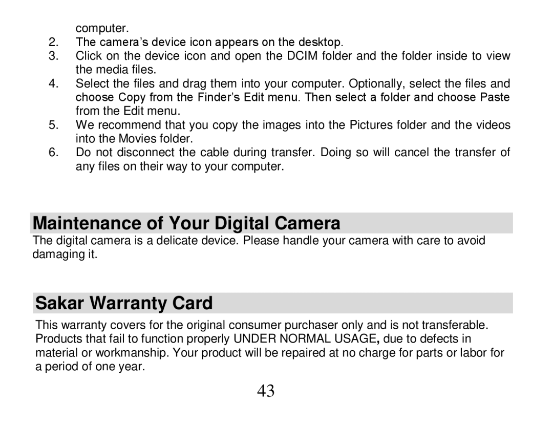 Vivitar DVR 810HD user manual Maintenance of Your Digital Camera, Sakar Warranty Card 