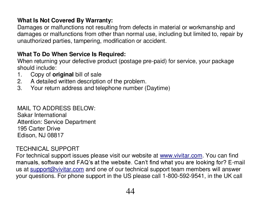 Vivitar DVR 810HD user manual What Is Not Covered By Warranty 