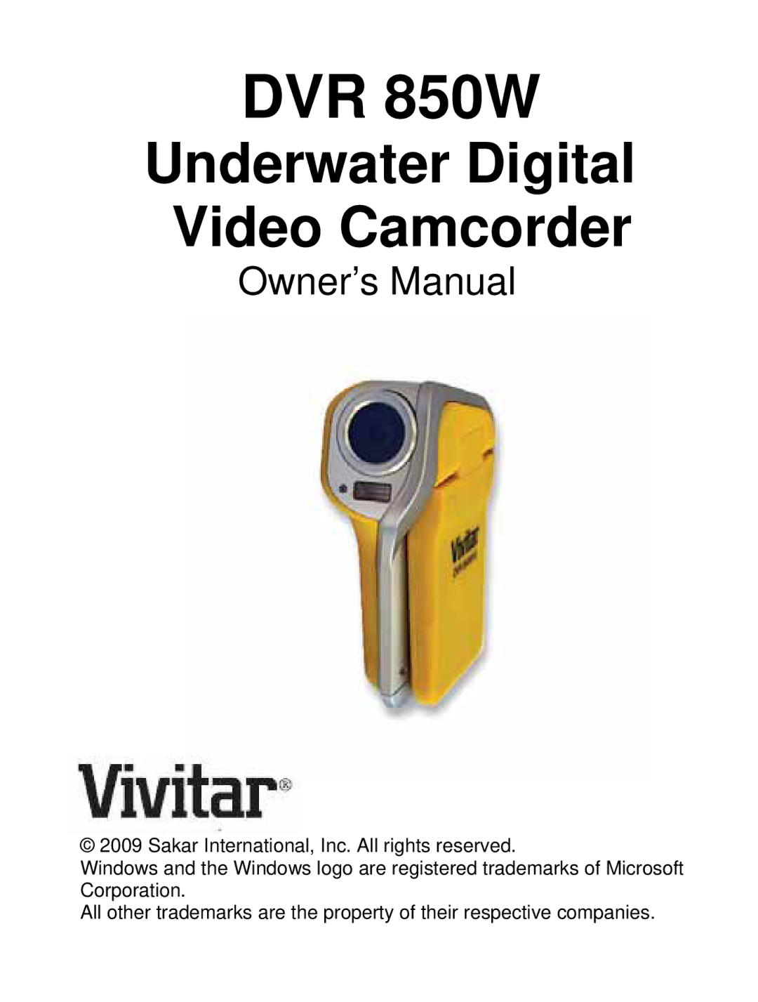 Vivitar DVR 850W owner manual 