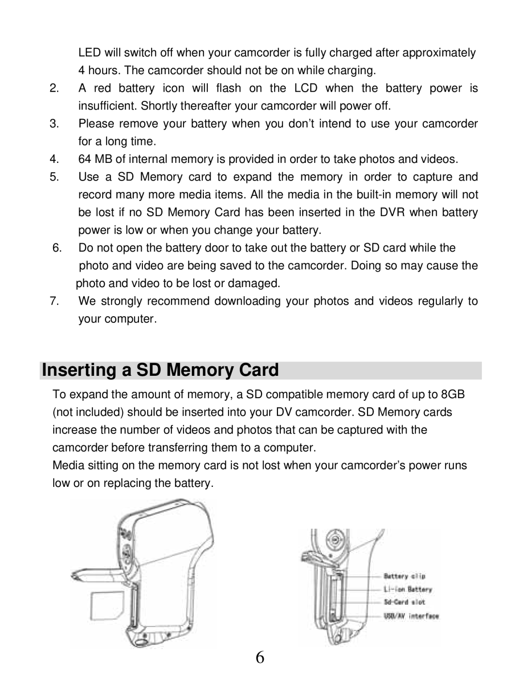 Vivitar DVR 850W owner manual Inserting a SD Memory Card 