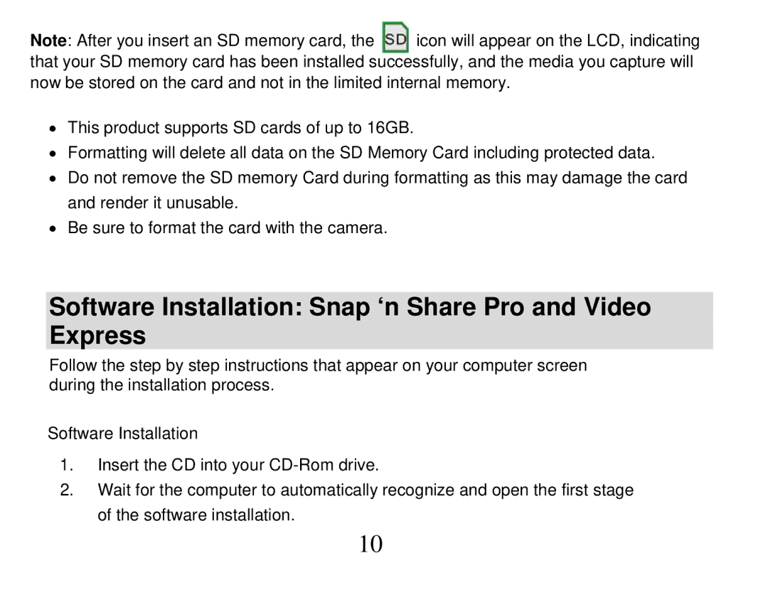 Vivitar DVR 865HD owner manual Software Installation Snap ‘n Share Pro and Video Express 