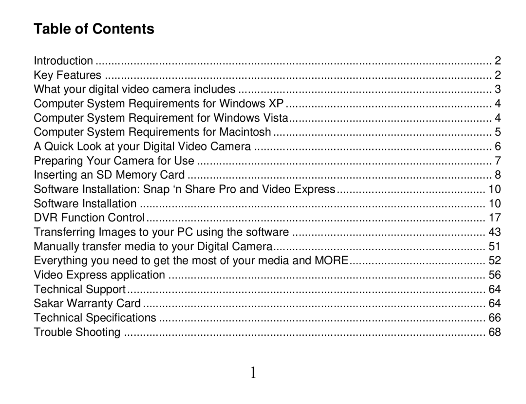 Vivitar DVR 865HD owner manual Table of Contents 