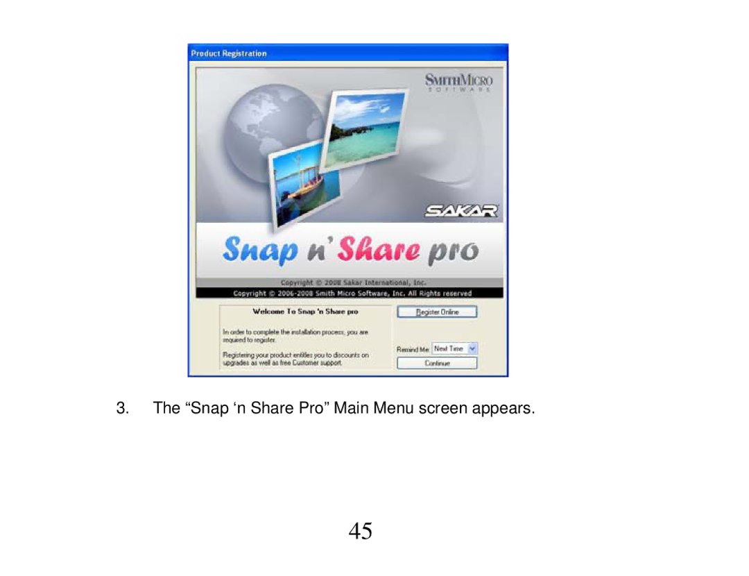 Vivitar DVR 865HD owner manual Snap ‘n Share Pro Main Menu screen appears 