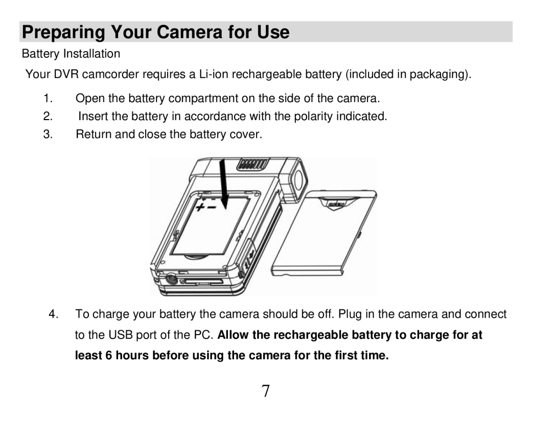 Vivitar DVR 865HD owner manual Preparing Your Camera for Use 