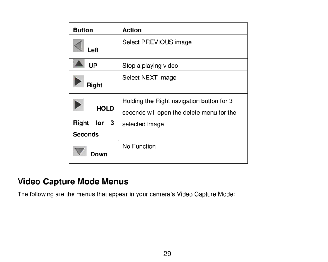 Vivitar DVR 910HD user manual Hold 