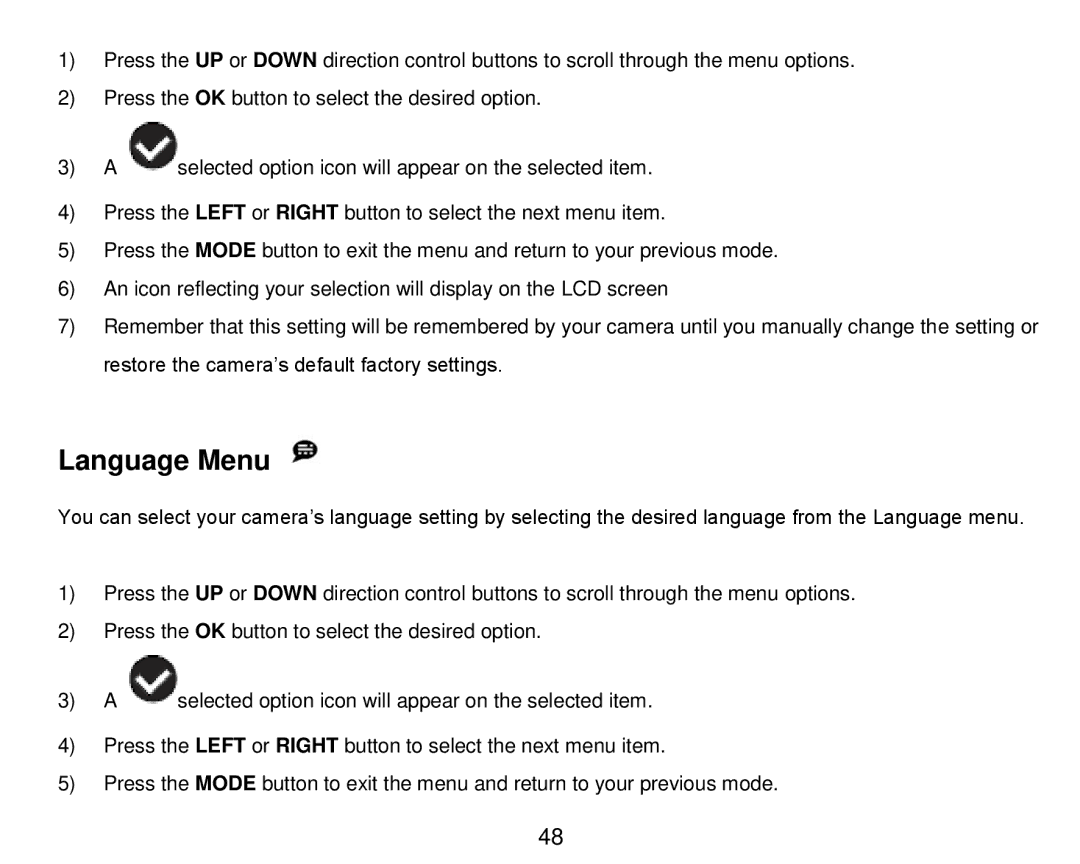 Vivitar DVR 910HD user manual Language Menu 