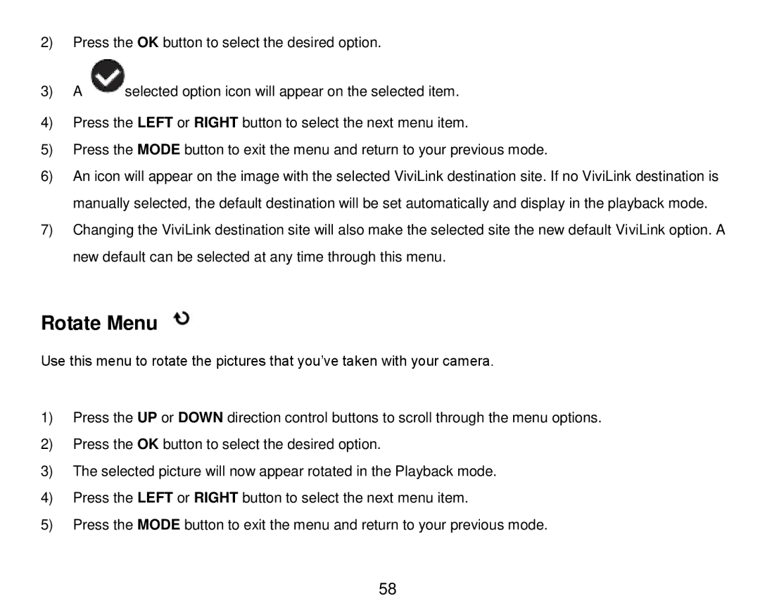 Vivitar DVR 910HD user manual Rotate Menu 