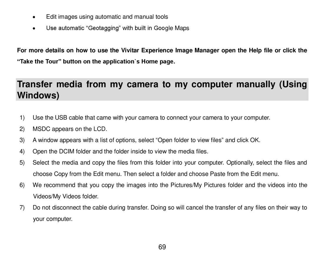 Vivitar DVR 910HD user manual Take the Tour button on the application`s Home 