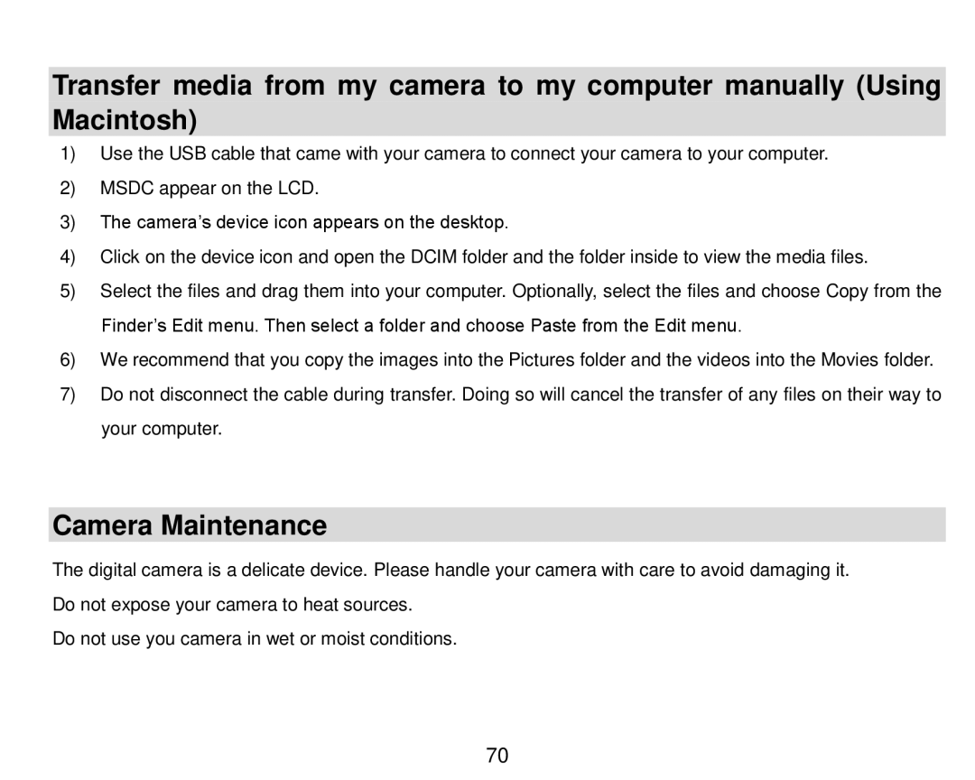 Vivitar DVR 910HD user manual Camera Maintenance 