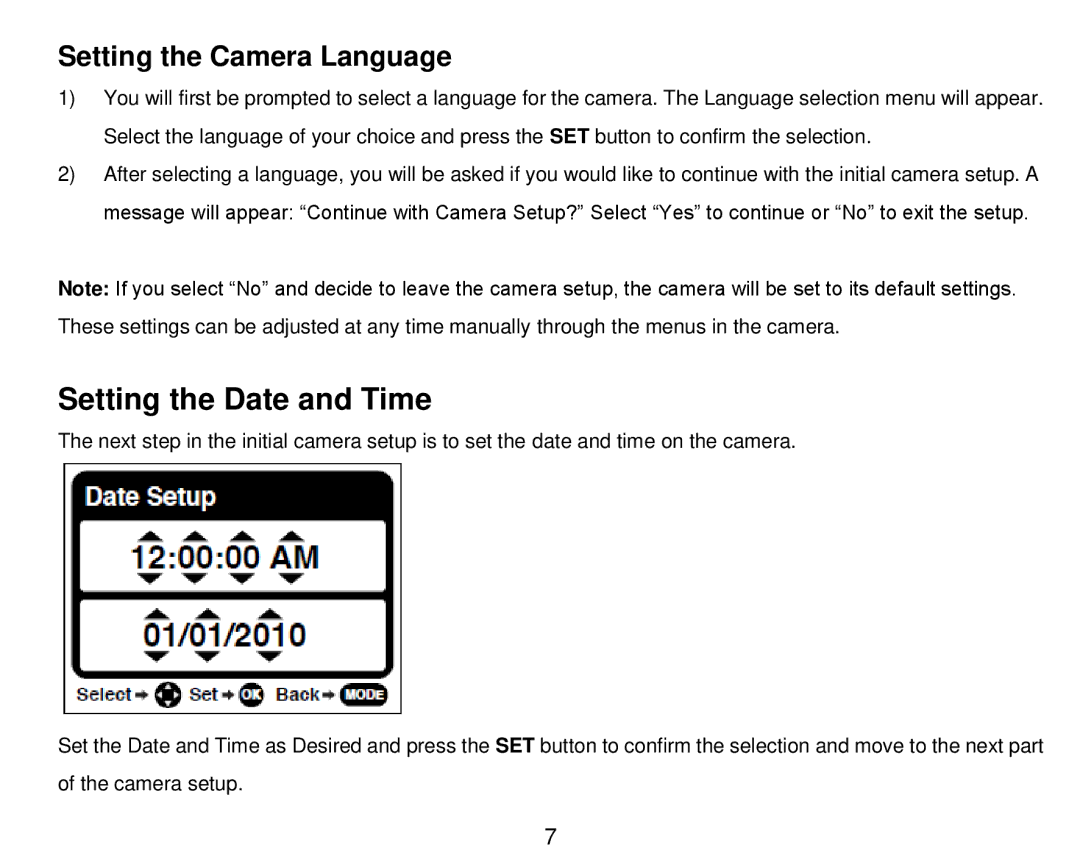 Vivitar DVR 910HD user manual Setting the Date and Time, Setting the Camera Language 