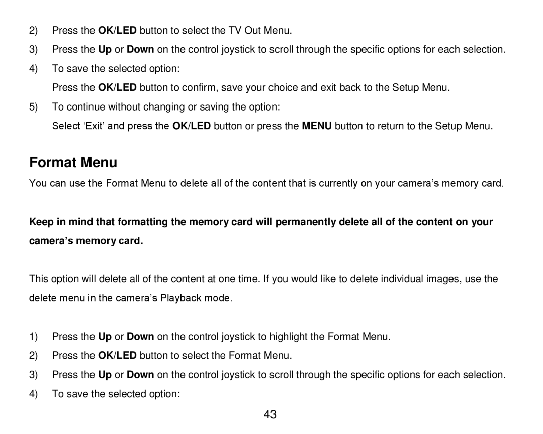 Vivitar DVR 920HD user manual Format Menu 