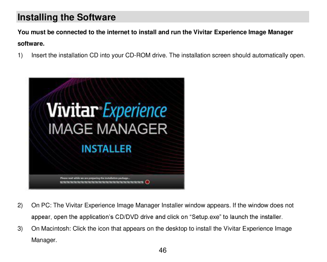 Vivitar DVR 920HD user manual Installing the Software 