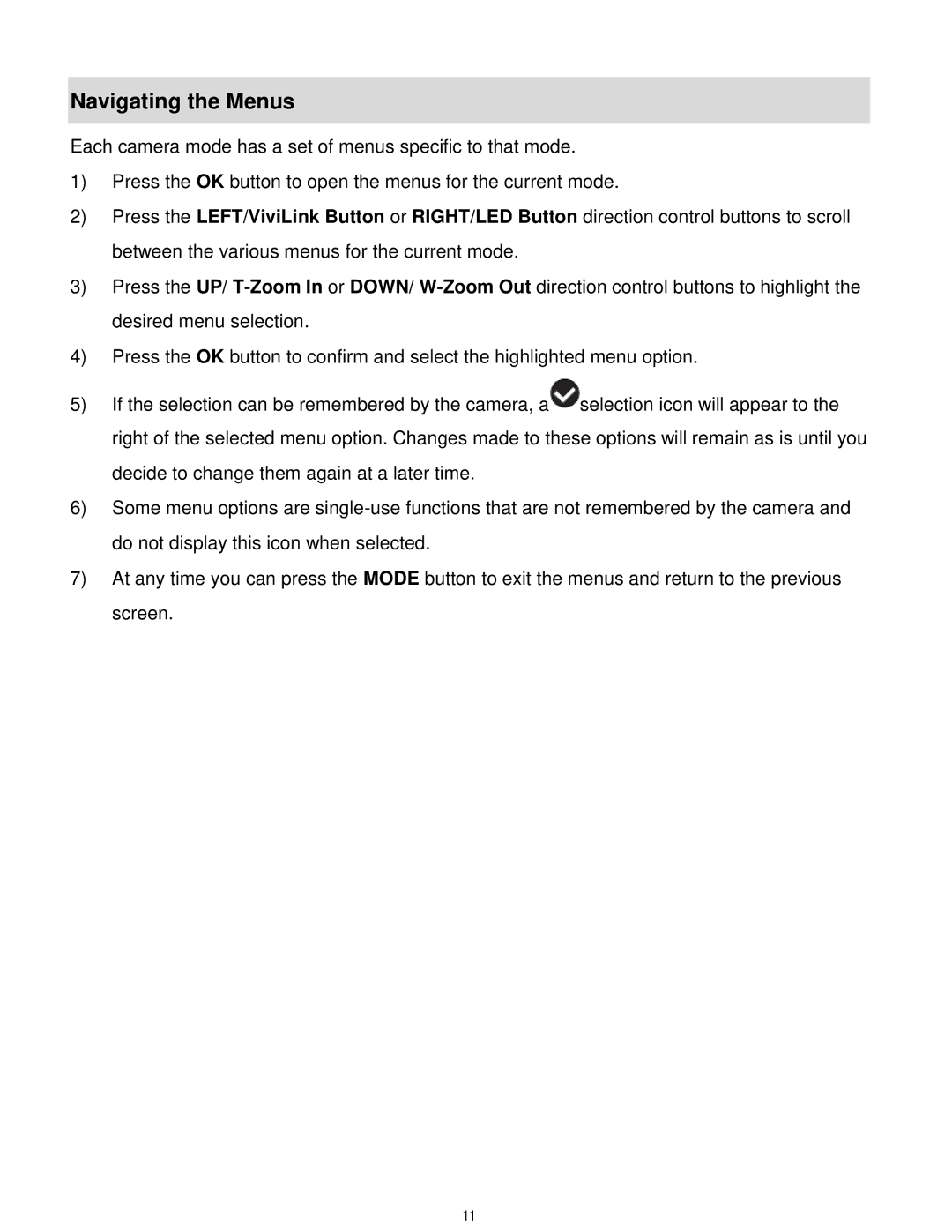 Vivitar DVR 925HD user manual Navigating the Menus 