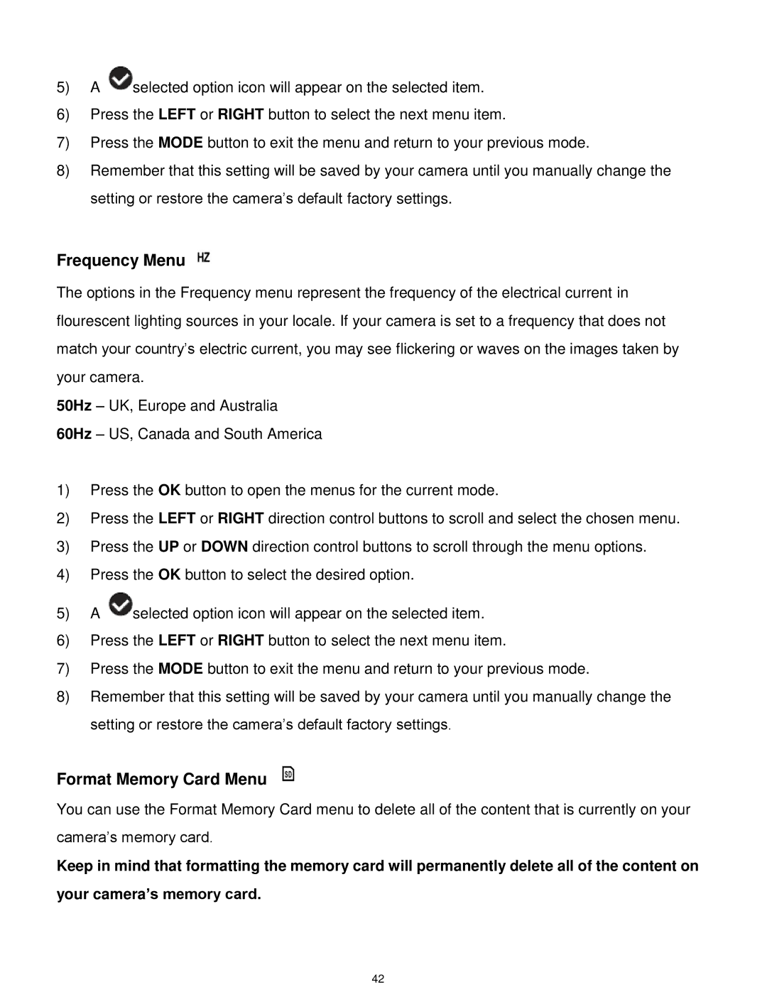 Vivitar DVR 925HD user manual Frequency Menu 