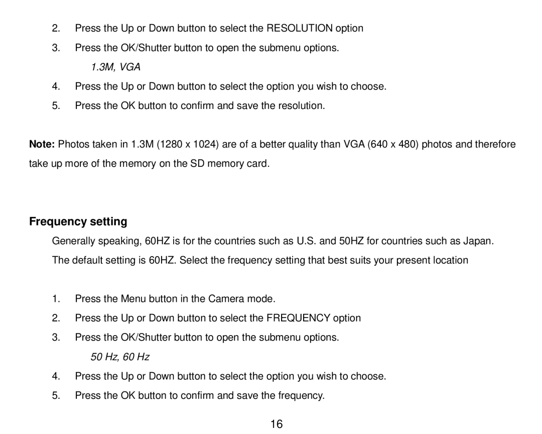 Vivitar DVR-410, DVR410-GRAPE user manual Frequency setting 