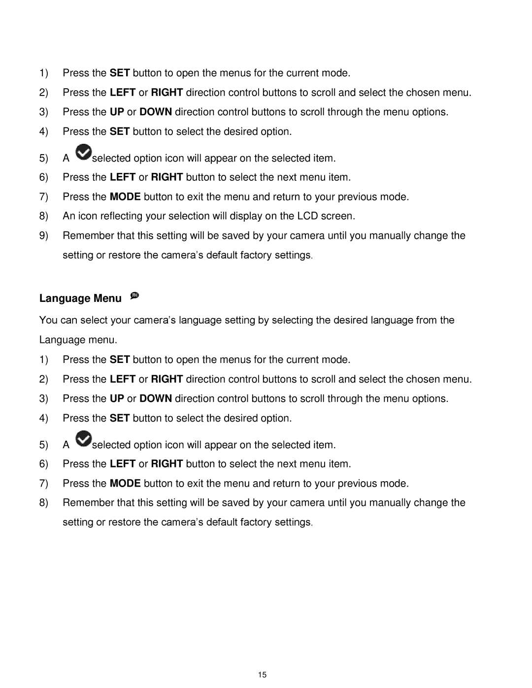 Vivitar DVR650 user manual Language Menu 