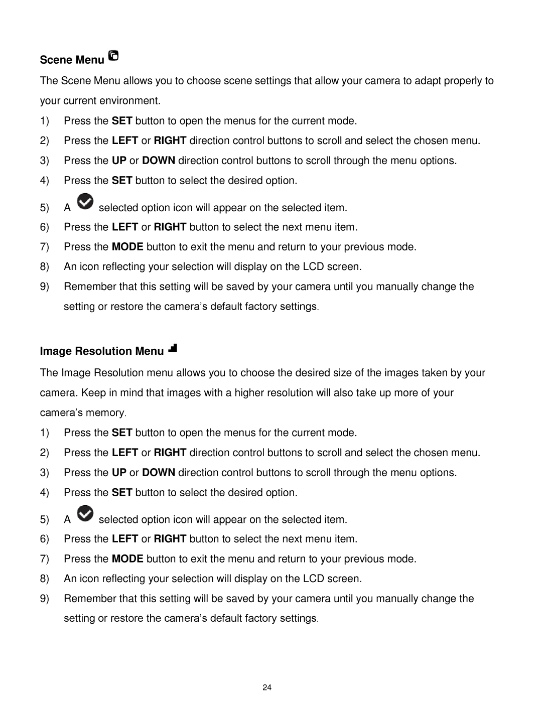 Vivitar DVR650 user manual Scene Menu 