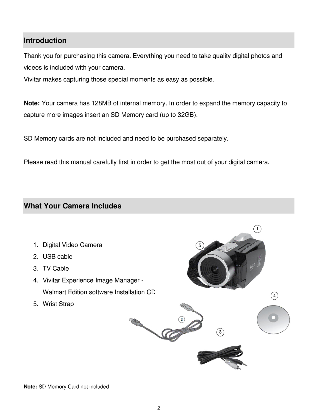 Vivitar DVR650 user manual Introduction, What Your Camera Includes 