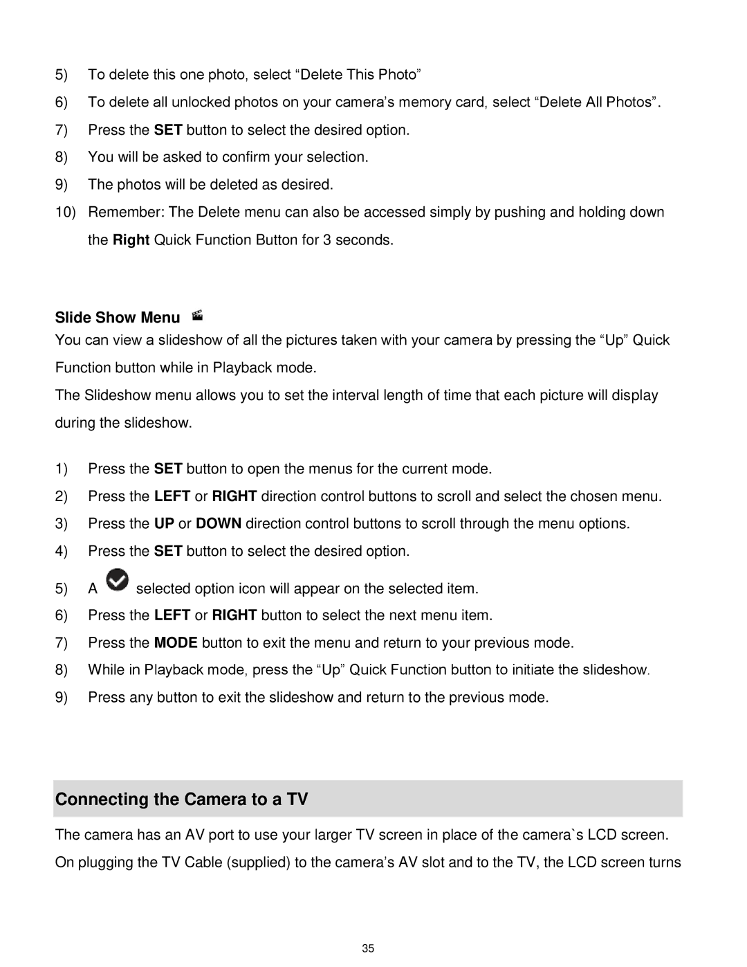 Vivitar DVR650 user manual Connecting the Camera to a TV, Slide Show Menu 