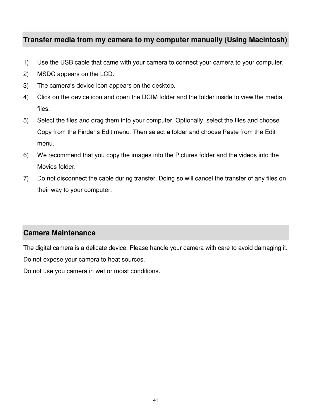 Vivitar DVR650 user manual Camera Maintenance 