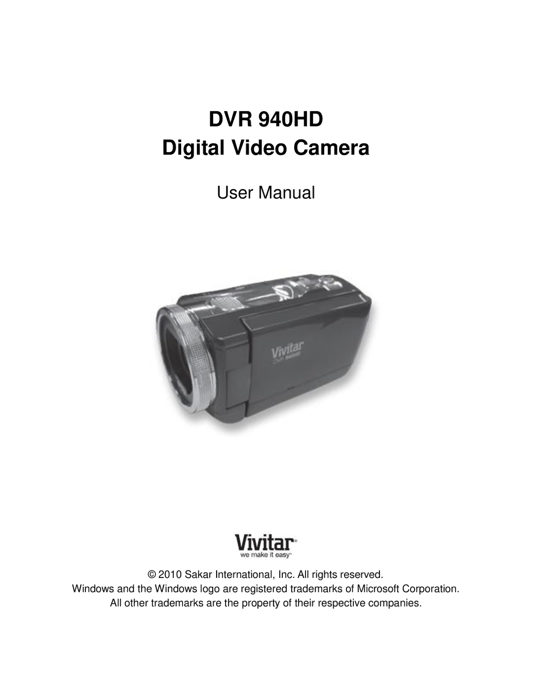 Vivitar DVR 940HD, DVR940HXD-BLK user manual 