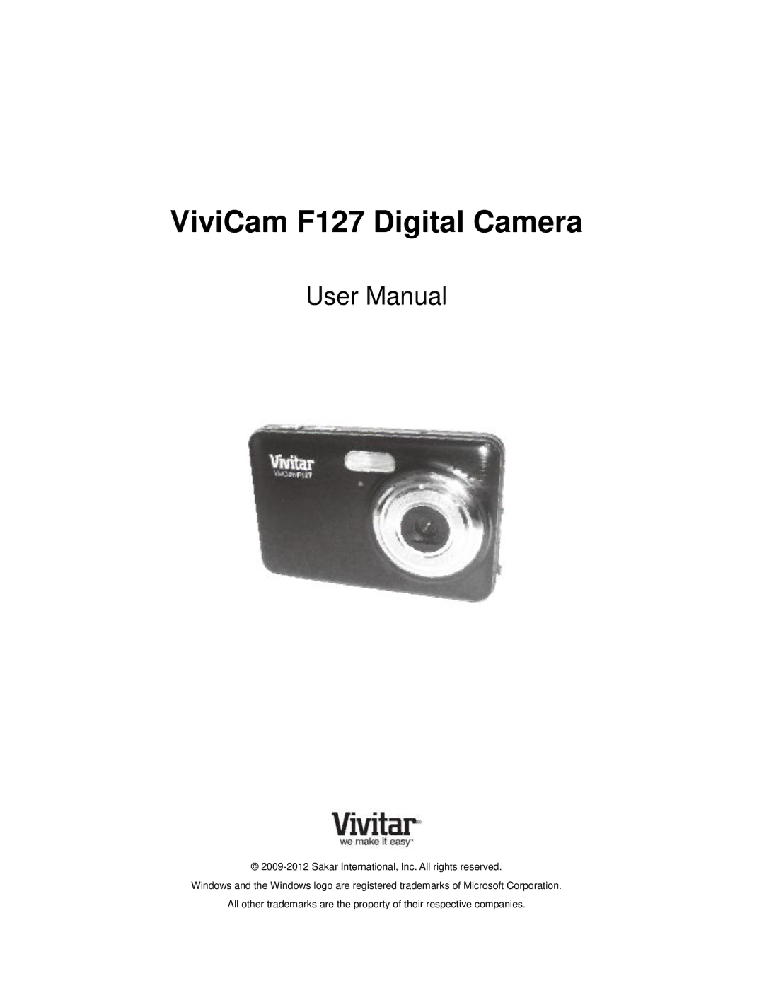 Vivitar user manual ViviCam F127 Digital Camera 