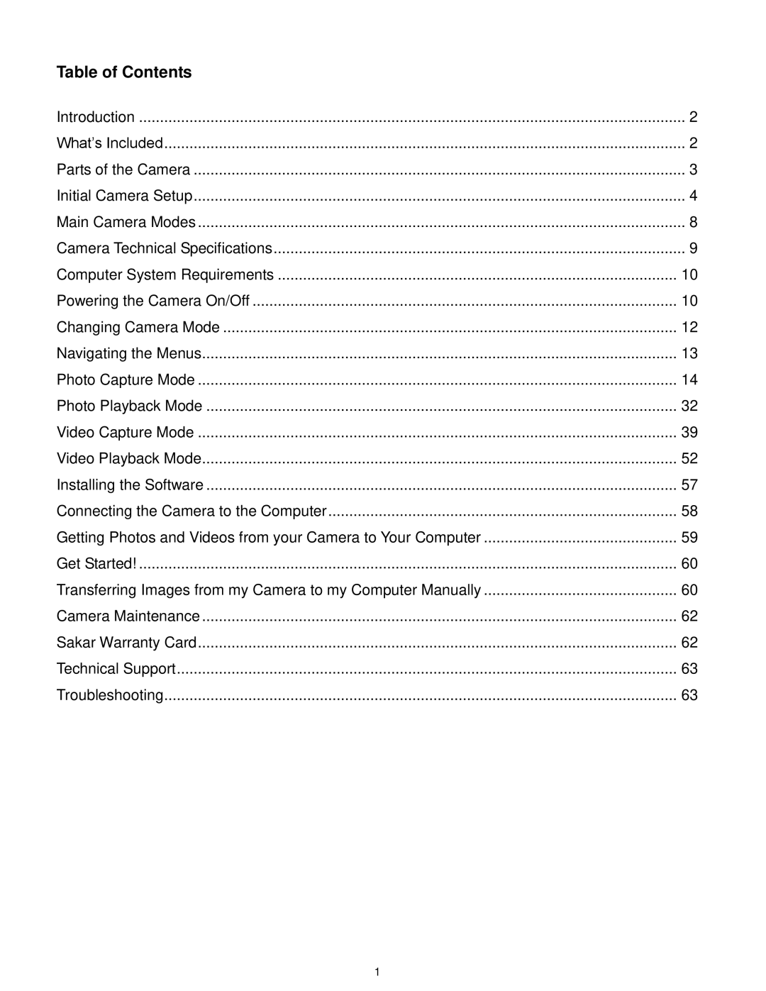 Vivitar F127 user manual Table of Contents 