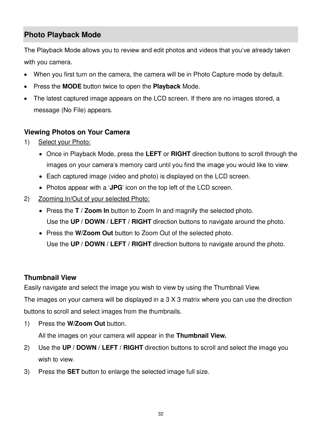 Vivitar F127 user manual Photo Playback Mode, Viewing Photos on Your Camera, Thumbnail View 