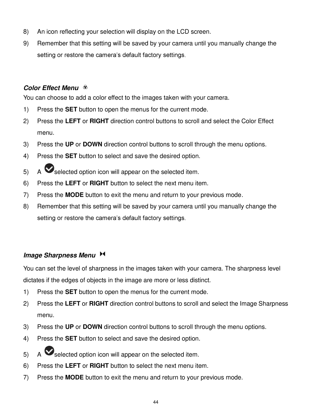 Vivitar F127 user manual Color Effect Menu 