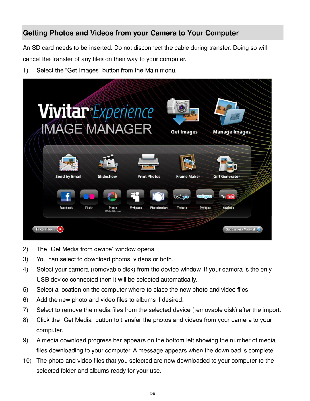 Vivitar F127 user manual Getting Photos and Videos from your Camera to Your Computer 