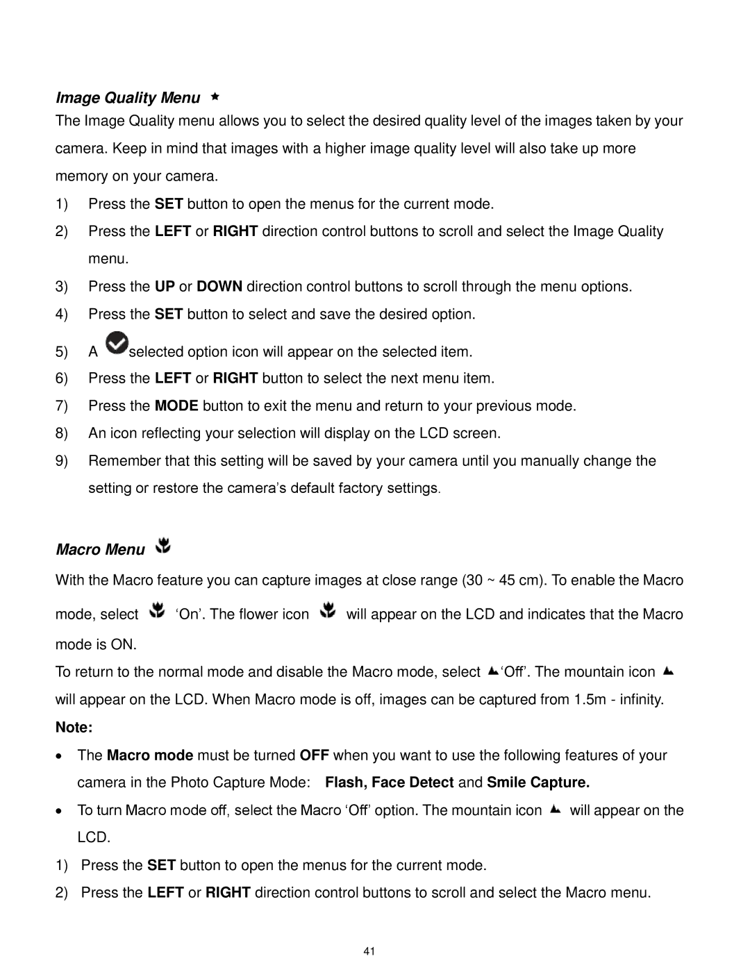 Vivitar F332 user manual Image Quality Menu 