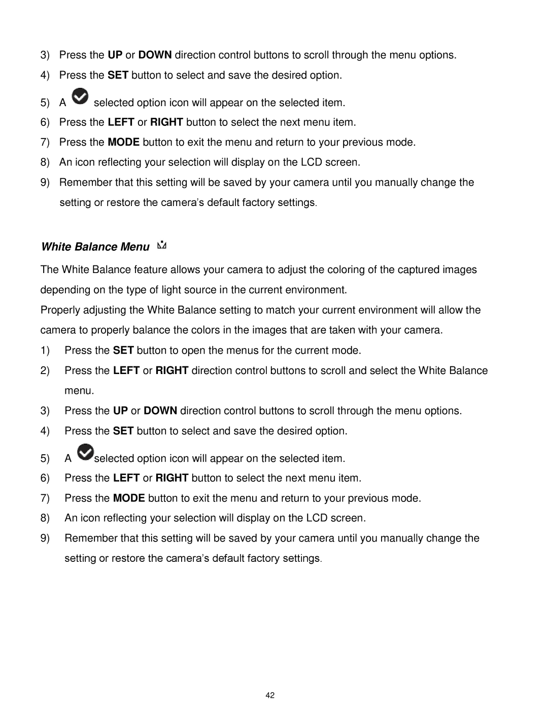 Vivitar F332 user manual White Balance Menu 