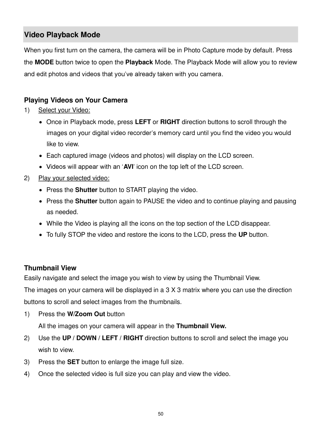 Vivitar F332 user manual Video Playback Mode, Playing Videos on Your Camera 