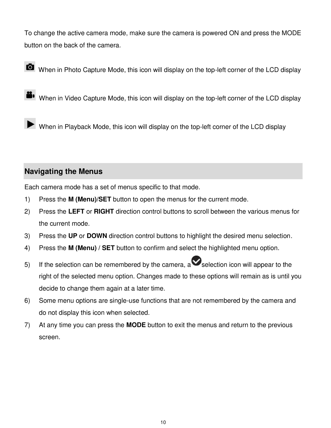 Vivitar F529 user manual Navigating the Menus 