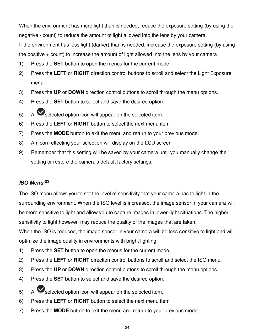 Vivitar F536 user manual ISO Menu 